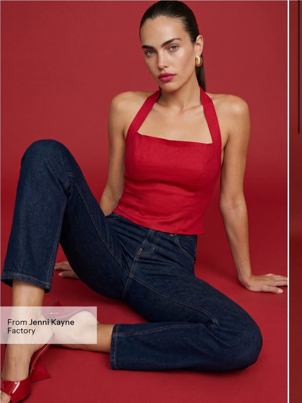 NWT Few Moda Dixie Linen Top Size 6 Red halter smock Kourt